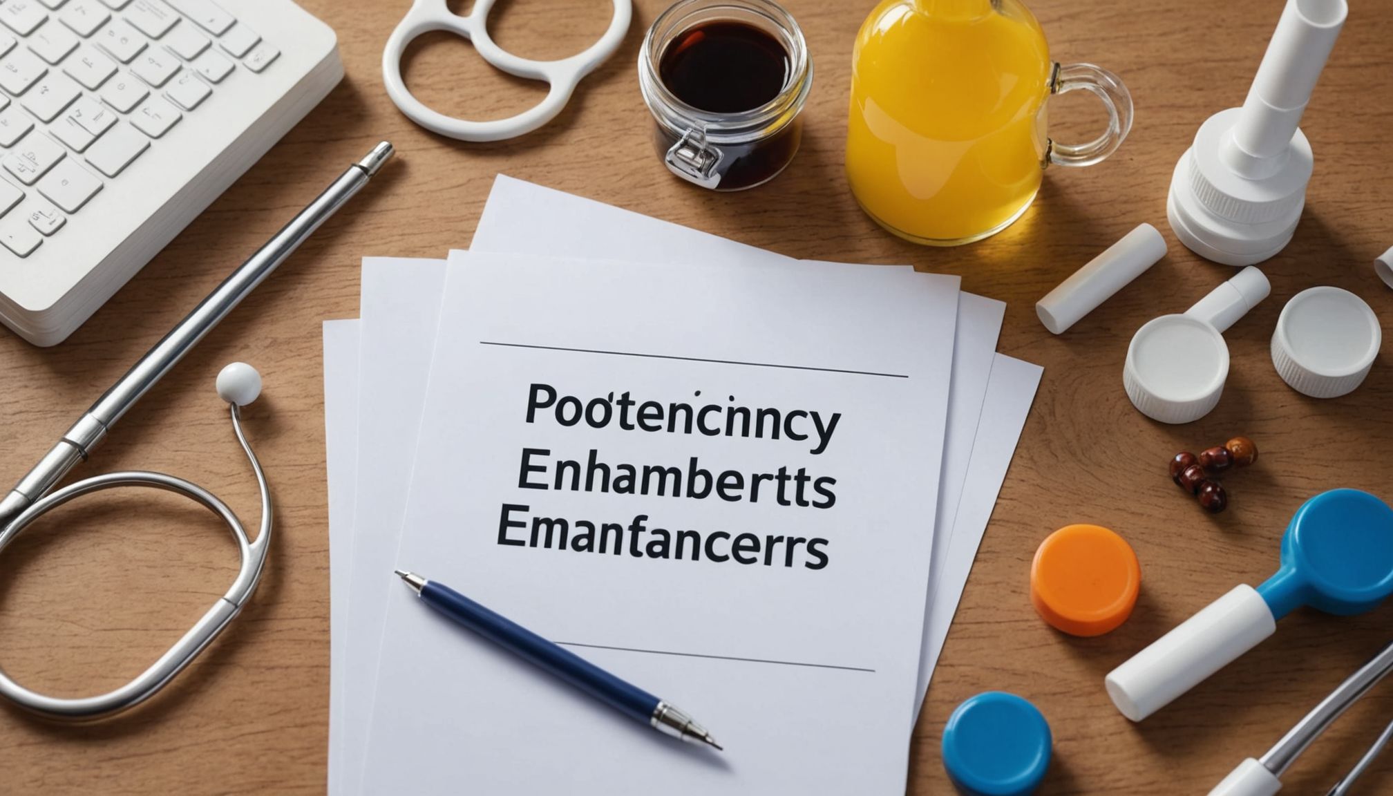 Medical illustration showing common potency enhancers, lifestyle factors, and warning signs, designed for a myth‑busting healthcare article